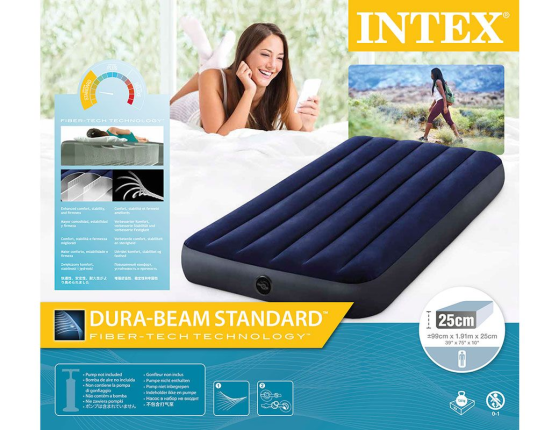 Надувная кровать (матрас Intex) Classic Downy Bed, (Twin), 99х191х25см