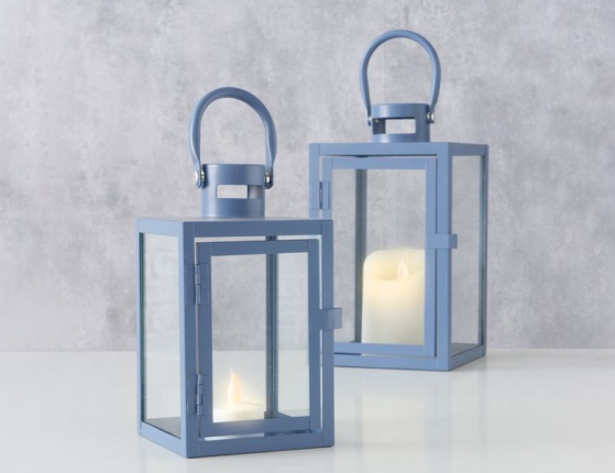 Набор декоративных подсвечников-фонарей КИМСТАД, металл, стекло, 18 и 24 см, 2 шт.