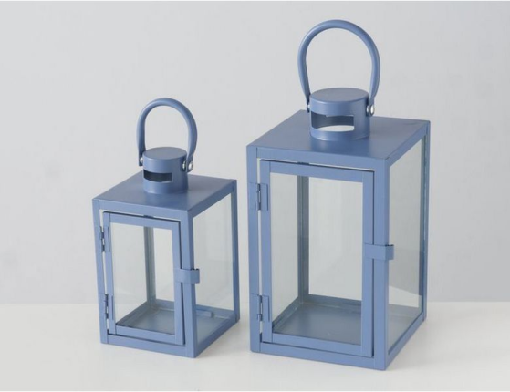 Набор декоративных подсвечников-фонарей КИМСТАД, металл, стекло, 18 и 24 см, 2 шт.