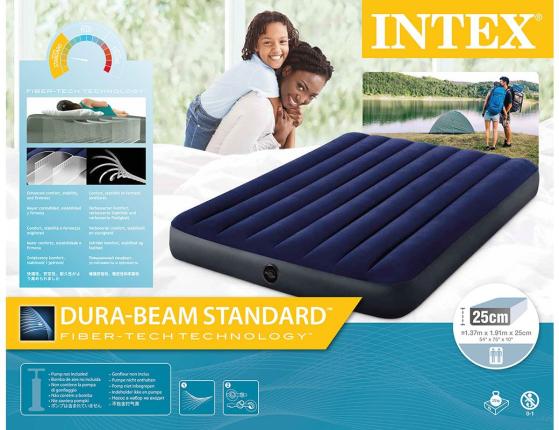 Полуторный надувной матрас Intex Classic Downy Bed (Full), 137х191х25 см