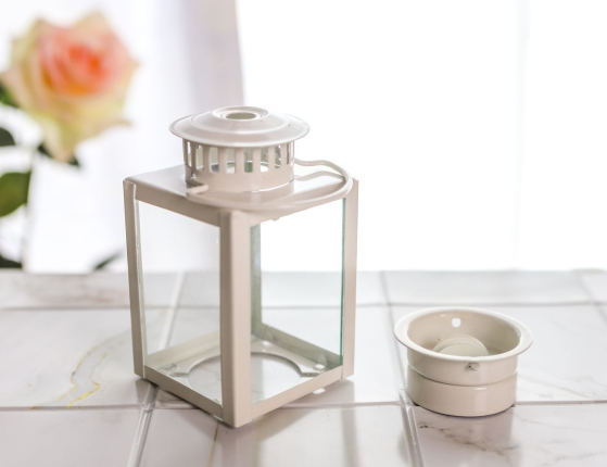 Декоративный подсвечник-фонарь НОЛАН, металл, стекло, белый, 10 см