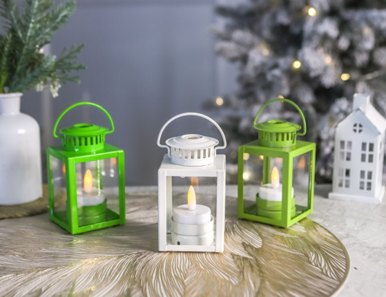 Декоративный подсвечник-фонарь НОЛАН, металл, стекло, белый, 10 см