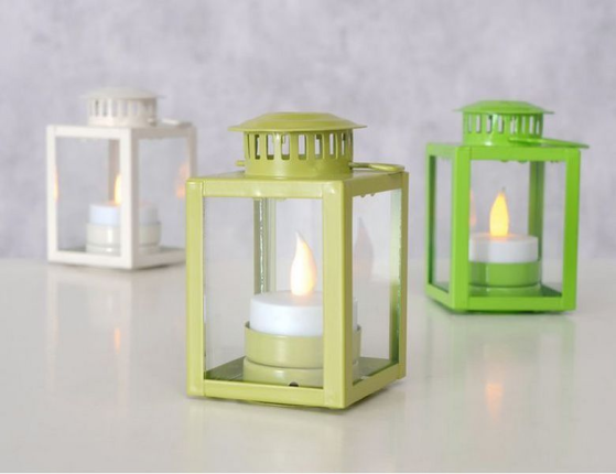 Декоративный подсвечник-фонарь НОЛАН, металл, стекло, зелёный, 10 см