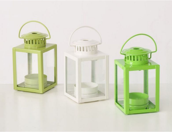 Декоративный подсвечник-фонарь НОЛАН, металл, стекло, зелёный, 10 см