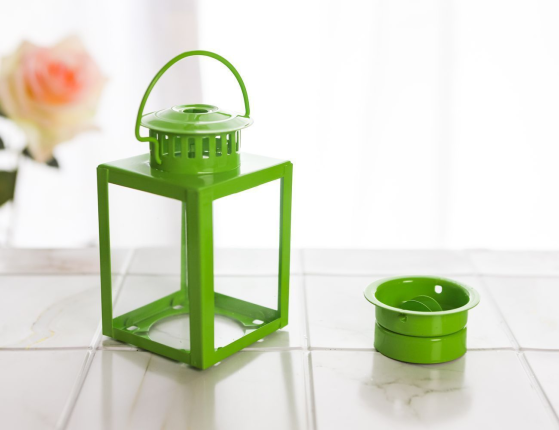 Декоративный подсвечник-фонарь НОЛАН, металл, стекло, зелёный, 10 см