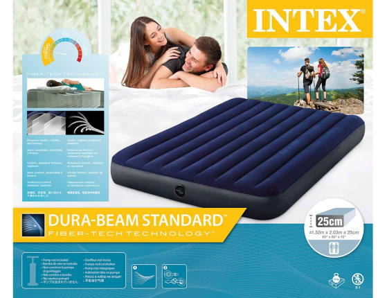 Двуспальный надувной матрас Intex Classic Downy Bed (Queen), 152х203х25 см