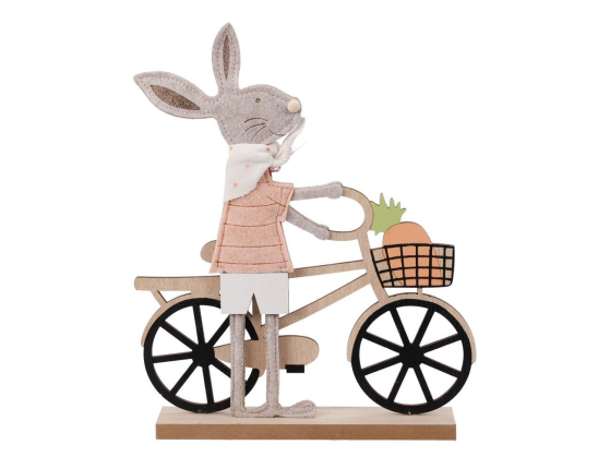 Декоративная фигура ЗАЙЧИК МЭТТИ НА ВЕЛОСИПЕДЕ, дерево, 32х26 см