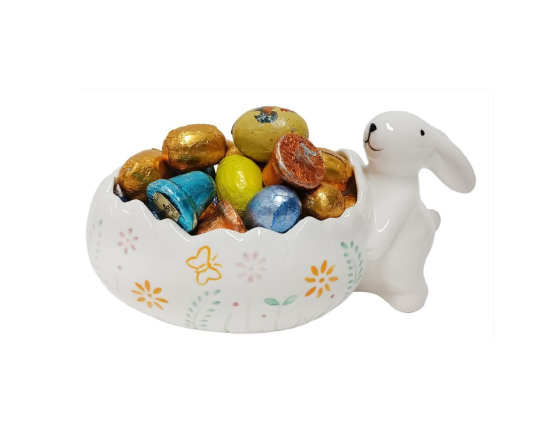 Конфетница ЗАЙЧИК УГОЩАЕТ, керамика, 17х9 см