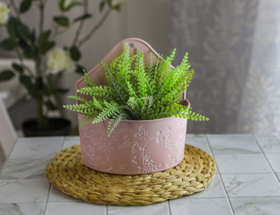 Настенное декоративное кашпо ЛЕТНЯЯ АКВАРЕЛЬ розовое, 20х10х22 см