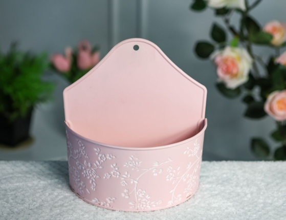 Настенное декоративное кашпо ЛЕТНЯЯ АКВАРЕЛЬ розовое, 20х10х22 см