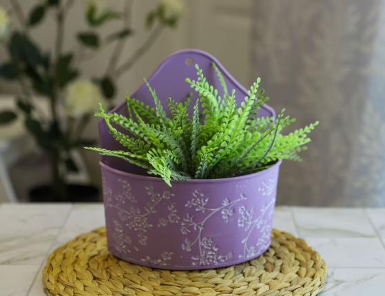 Настенное декоративное кашпо ЛЕТНЯЯ АКВАРЕЛЬ сиреневое, 20х10х22 см