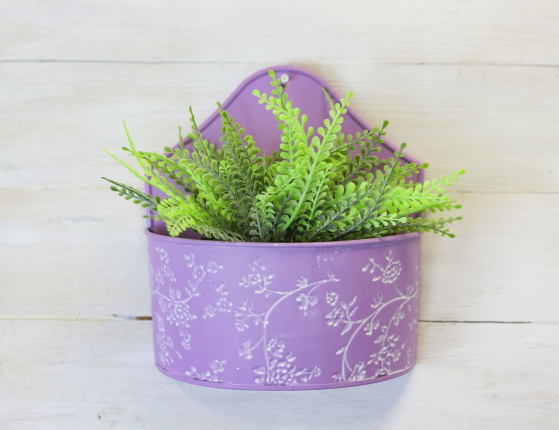 Настенное декоративное кашпо ЛЕТНЯЯ АКВАРЕЛЬ сиреневое, 20х10х22 см