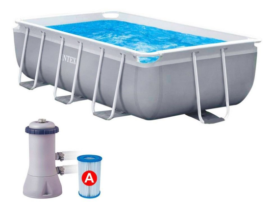   Intex Rectangular Prism Frame Pool, 30017580  + - + 