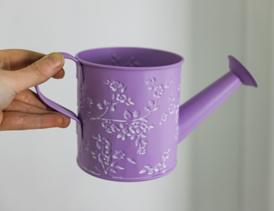 Декоративное кашпо-лейка ЛЕТНЯЯ АКВАРЕЛЬ, сереневое, металлическое, 22х10 см