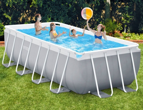   Intex Rectangular Prism Frame Pool, 400200100  + - + 
