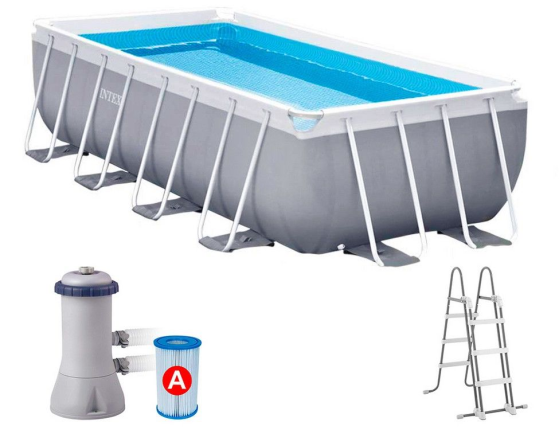   Intex Rectangular Prism Frame Pool, 400200100  + - + 