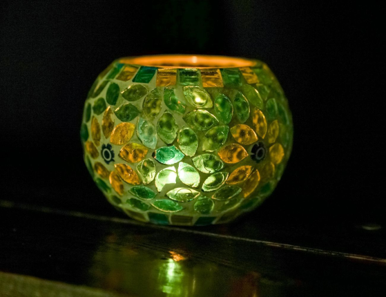 Подсвечник ВЕСЕННИЙ КАЛЕЙДОСКОП, стекло, 10 см