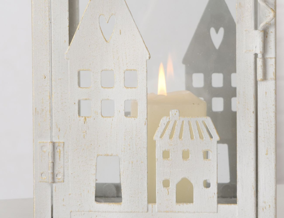 Набор декоративных подсвечников-фонарей СИЛЬКЕБОРГ, белый, 23-31 см, 2 шт.