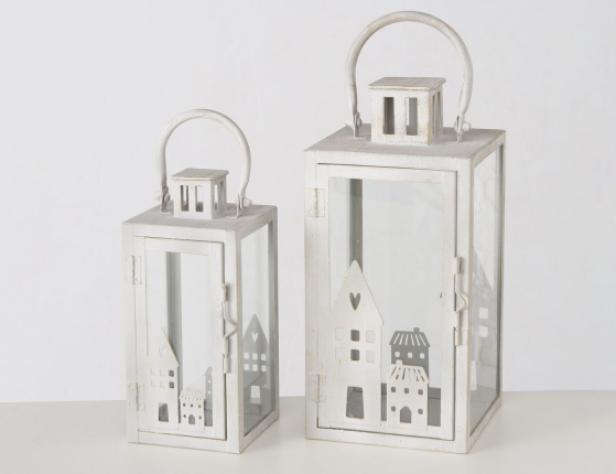 Набор декоративных подсвечников-фонарей СИЛЬКЕБОРГ, белый, 23-31 см, 2 шт.