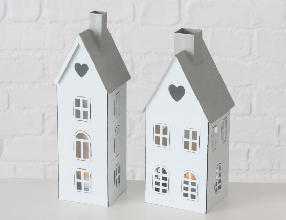 Набор декоративных подсвечников-домиков ВАРБЕРГ, металл, 20-22 см, 2 шт.