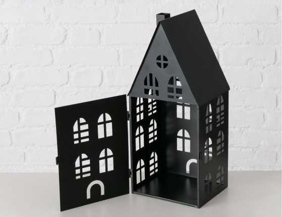 Набор подсвечников-домиков ХЕМНЕСБЕРГ, металл, чёрный, 13-35 см, 3 шт.