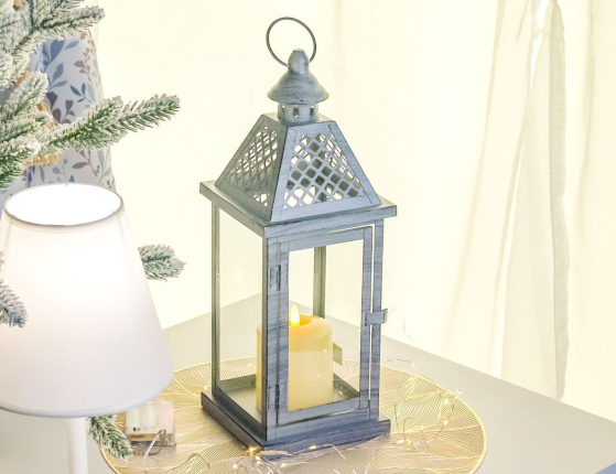 Набор декоративных подсвечников-фонарей ЛЕКНЕСС, металл, стекло, серый, 38-49 см, 2 шт.