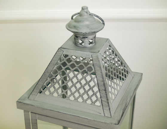 Декоративный подсвечник-фонарь ЛЕКНЕСС, металл, стекло, серый, 49 см