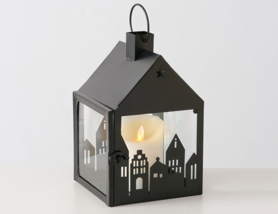 Декоративный подсвечник-фонарь ФЛАКСТАД, металл, стекло, 24 см