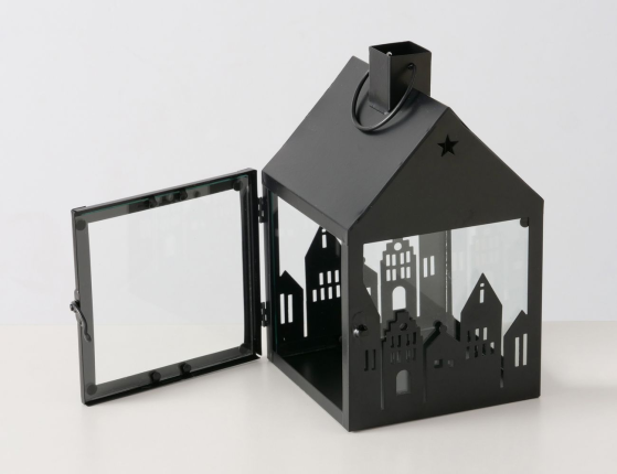 Декоративный подсвечник-фонарь ФЛАКСТАД, металл, стекло, 24 см