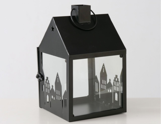 Декоративный подсвечник-фонарь ФЛАКСТАД, металл, стекло, 24 см