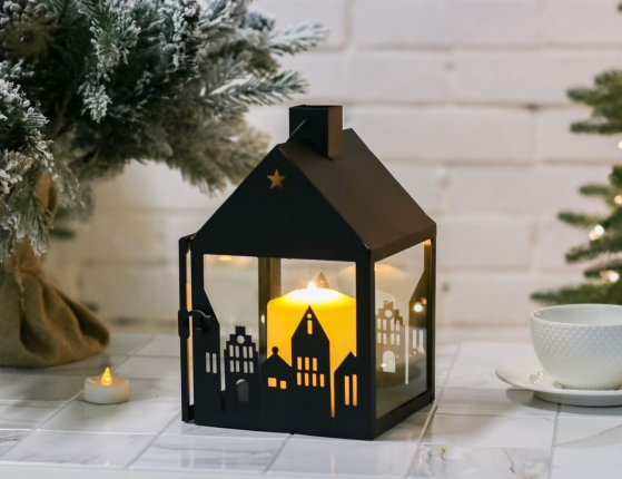 Декоративный подсвечник-фонарь ФЛАКСТАД, металл, стекло, 24 см