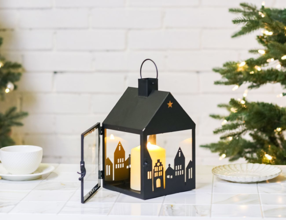 Декоративный подсвечник-фонарь ФЛАКСТАД, металл, стекло, 24 см