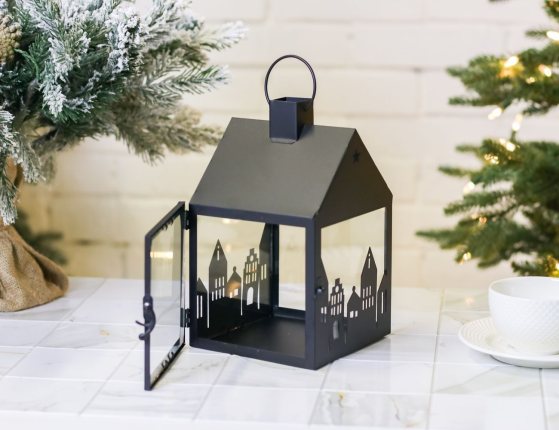 Декоративный подсвечник-фонарь ФЛАКСТАД, металл, стекло, 24 см