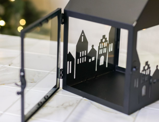 Декоративный подсвечник-фонарь ФЛАКСТАД, металл, стекло, 24 см