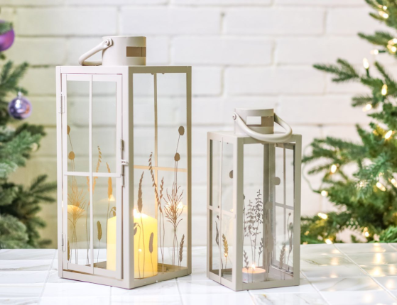 Набор декоративных подсвечников-фонарей МАСХОЛЬМ, металл, стекло, 25-36 см, 2 шт.