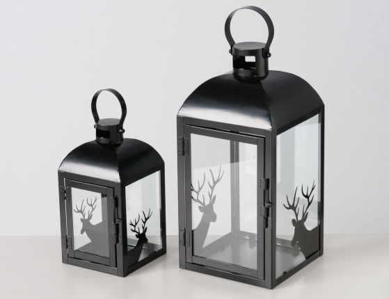 Набор декоративных подсвечников-фонарей СТЕЙНХЕР, металл, стекло, 24-35 см, 2 шт.