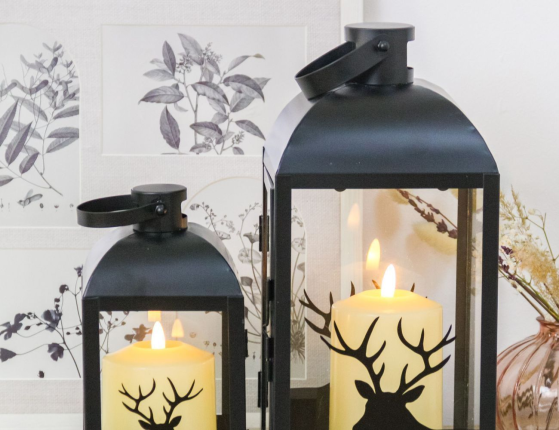 Набор декоративных подсвечников-фонарей СТЕЙНХЕР, металл, стекло, 24-35 см, 2 шт.