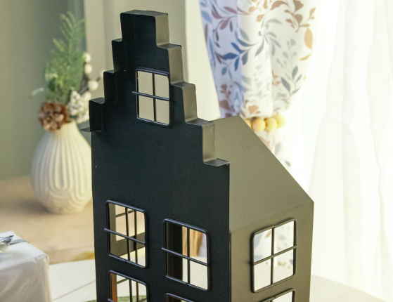 Декоративный подсвечник-домик МАЛЬМЁ, металл, чёрный, 30 см