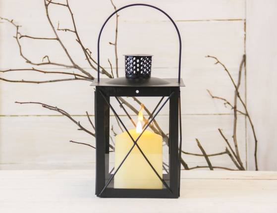 Подсвечник-фонарь МЕЛВИЛЛ, металл, стекло, 20 см