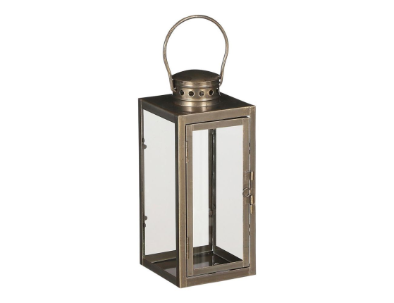 Подсвечник-фонарь АРМАН, металл, стекло, золотой, 24 см