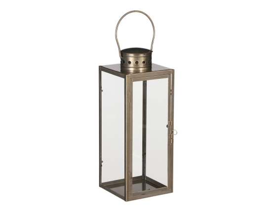 Подсвечник-фонарь АРМАН, металл, стекло, золотой, 35 см
