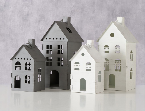 Набор фонарей-подсвечников ДОБРЫЙ СВЕТ, металл, серый, 20 и 30 см, 2 шт.