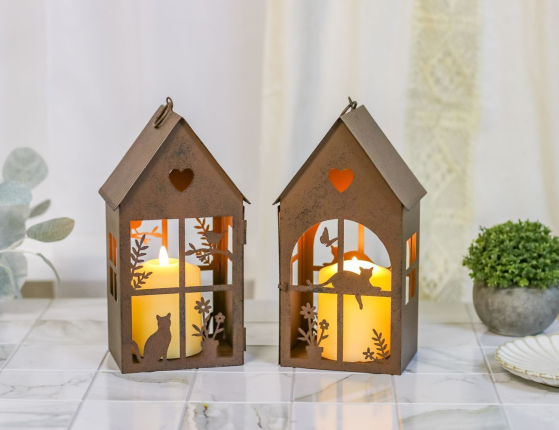 Набор фонарей-подсвечников ДОМИКИ ШАТОНЗ, металл, 25 см, 2 шт.