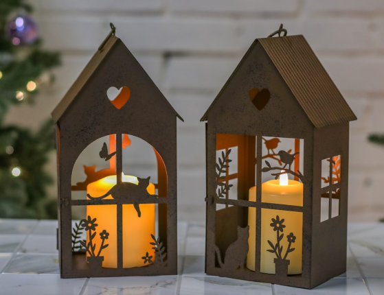 Набор фонарей-подсвечников ДОМИКИ ШАТОНЗ, металл, 25 см, 2 шт.