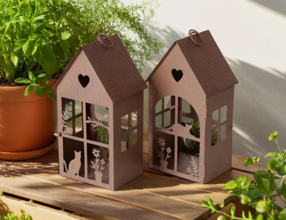 Набор фонарей-подсвечников ДОМИКИ ШАТОНЗ, металл, 25 см, 2 шт.