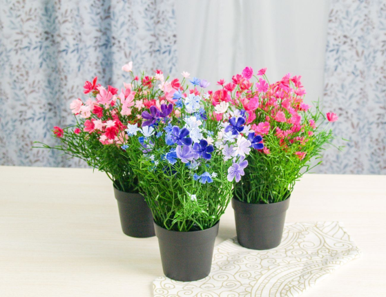 Искусственные цветы в горшке ЯРКИЙ АКЦЕНТ, фуксия, 23 см