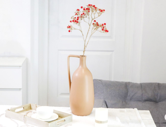 Керамическая ваза-кувшин АНТУСА, светло-бежевая, 36 см