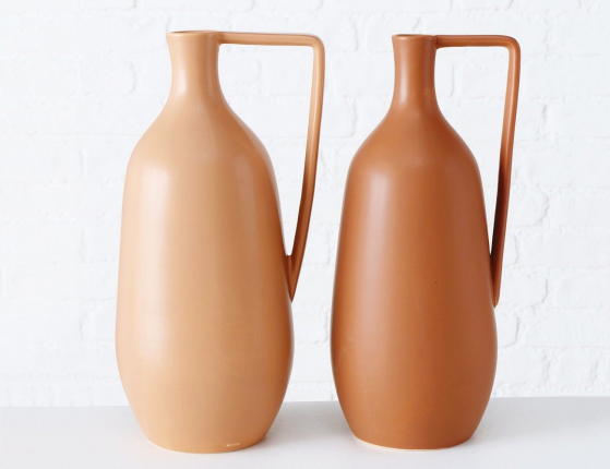 Керамическая ваза-кувшин АНТУСА, светло-бежевая, 36 см