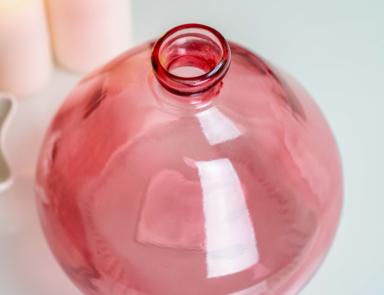 Ваза-бутыль АНИВЭН, стекло, розовая, 19 см