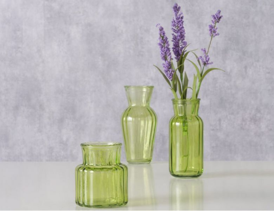 Набор декоративных ваз ОПАЛИН, стекло, зелёный, 9-16 см, 3 шт.